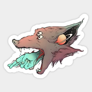 Good Luck Crossed Fingers And Wolf Art Sticker